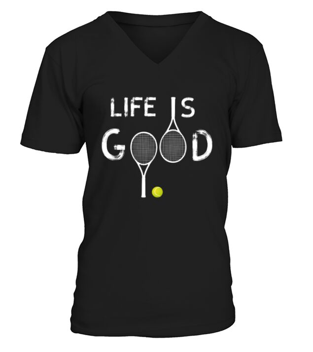 life is Love Tennis racket ball sport V-Neck T-shirt