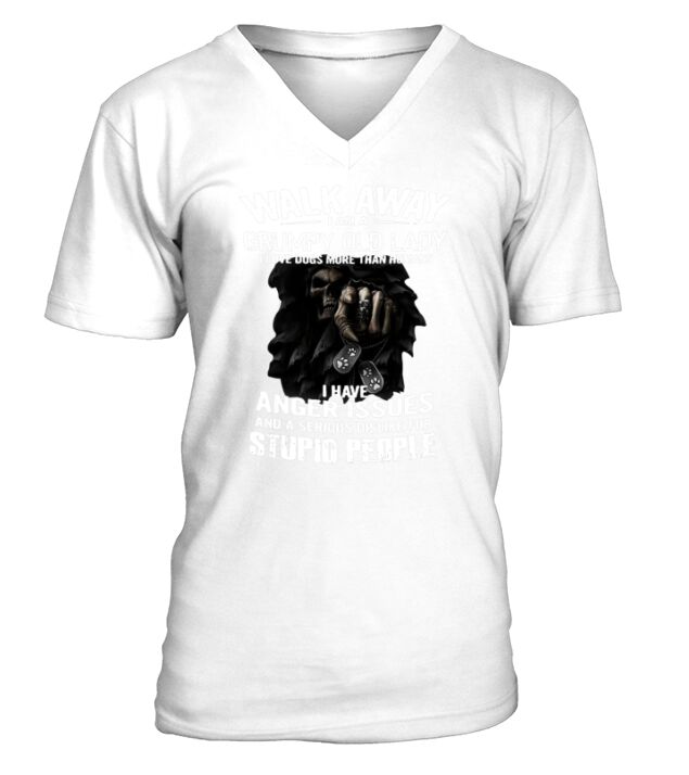 Walk Away I Am A Grumpy Old Lady I Love Dogs More Than Humans V-Neck T-shirt