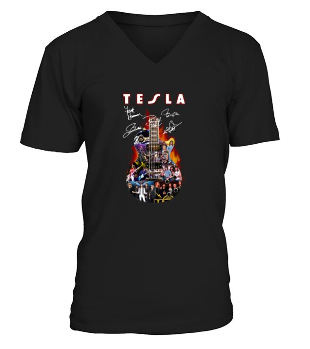 Tesla Guitar V-Neck T-shirt