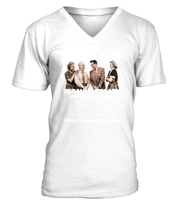 I Love Lucy 70th anniversary 1951 2021 thank you for the memories signatures V-Neck T-shirt
