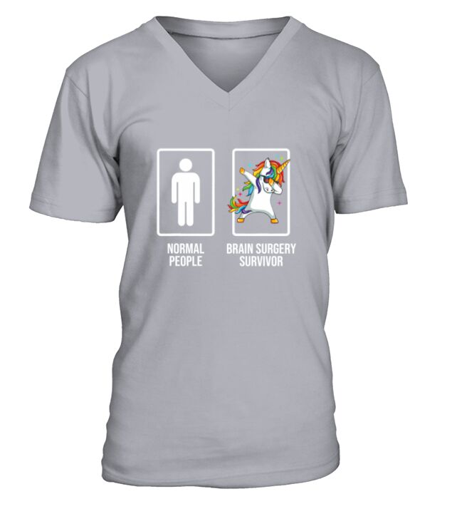 Dabbing Unicorn Brain Surgery Survivor Recovery Get Well V-Neck T-shirt