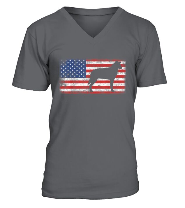 Vintage Retro American Flag Chinook Dog shirt V-Neck T-shirt