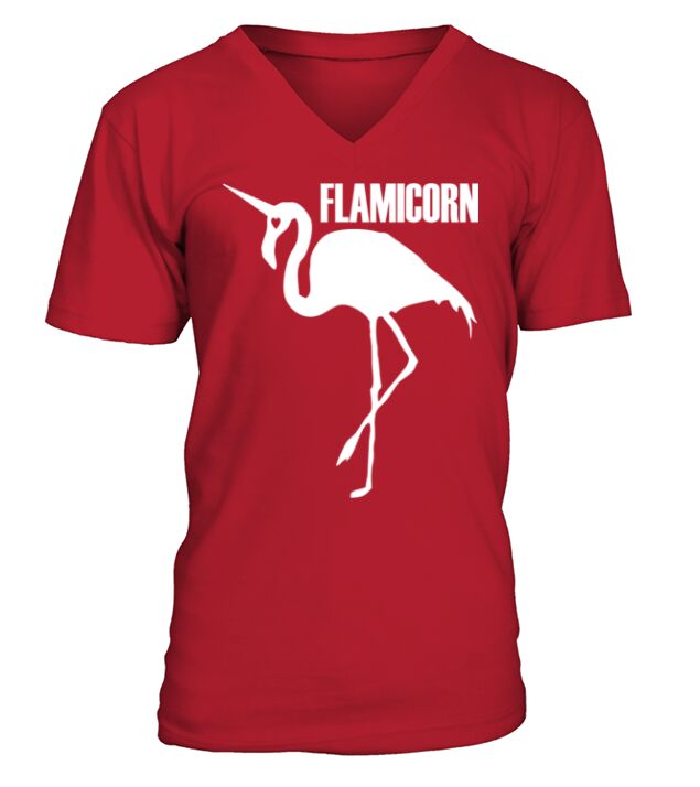 flamingo unicorn hybrid creature hybrids white V-Neck T-shirt