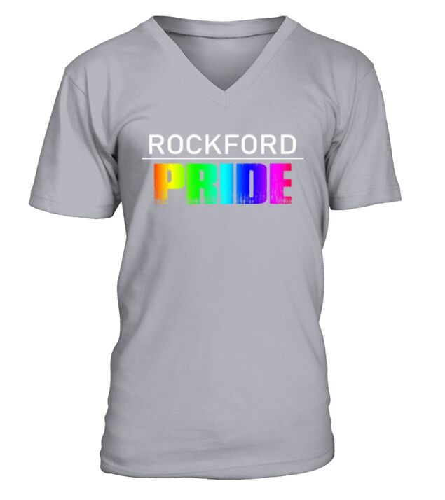 Rockford Pride LGBTQ Rainbow V-Neck T-shirt