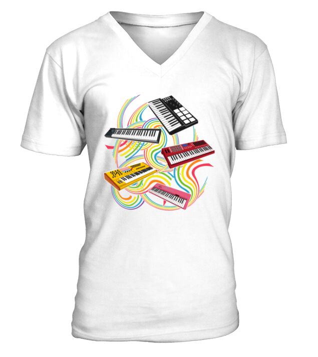 Keyboard Synthesizer Piano V-Neck T-shirt