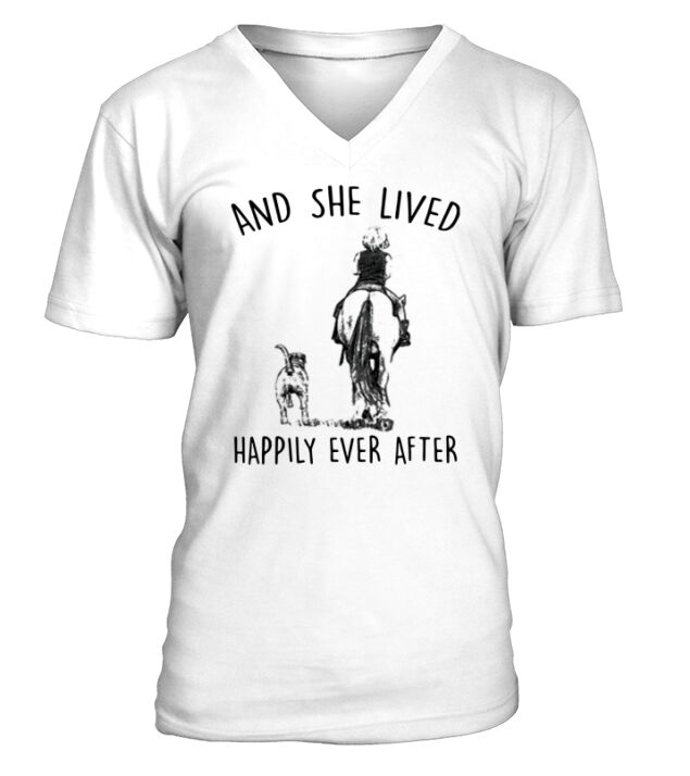 Horse And Dog and she lived happily ever after V-Neck T-shirt