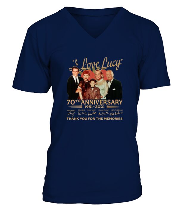 I love lucy 70th anniversary 1951 2021 thank you for the memories signatures V-Neck T-shirt