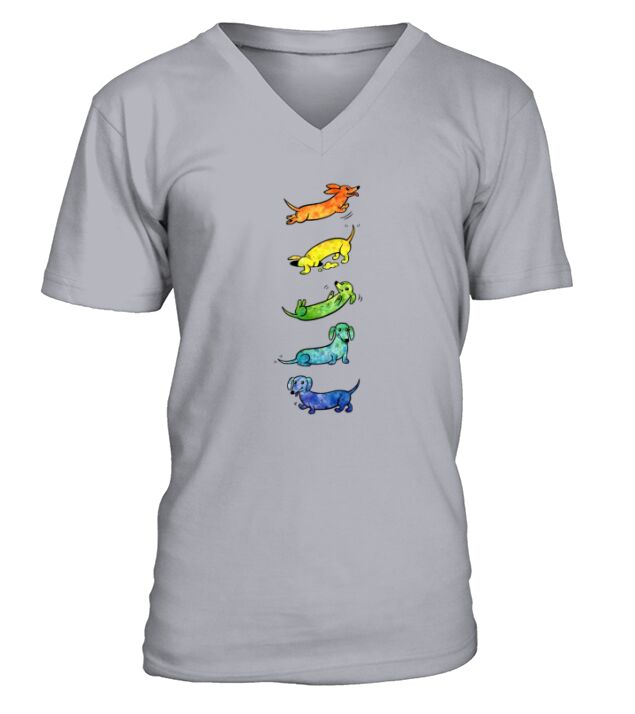 Watercolor Dachshunds V-Neck T-shirt