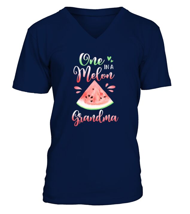 One in A Melon Grandma Funny Watermelon Birthday Gifts V-Neck T-shirt