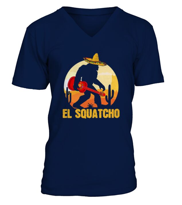 Bigfoot Hug Guitar El Squatcho V-Neck T-shirt