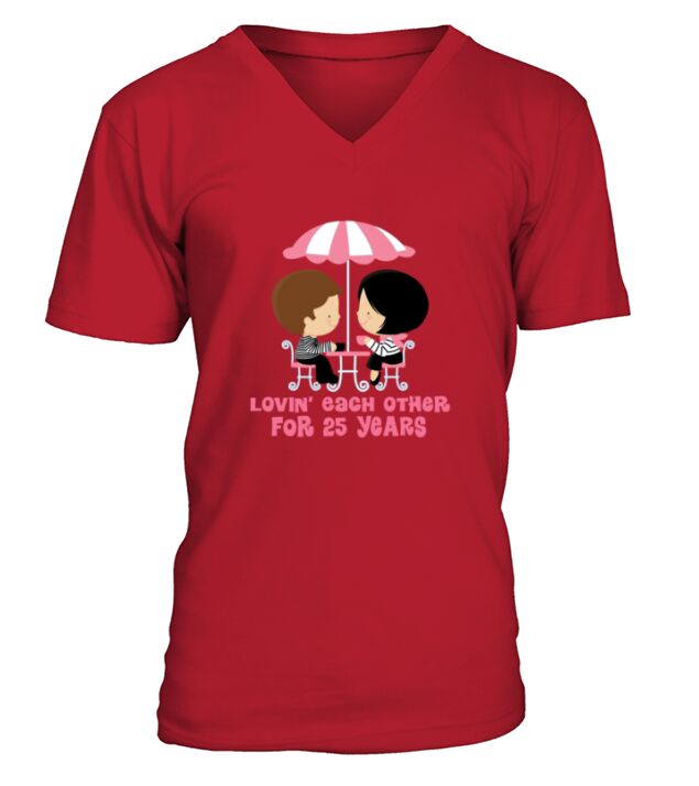 25th Anniversary French Couple V-Neck T-shirt