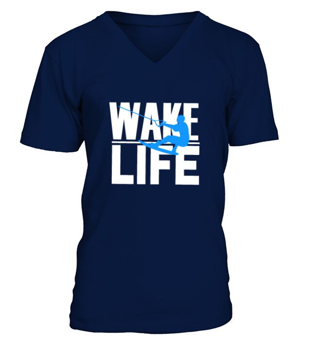 Wake Surfing Gift Print Boat Lake Wakesurfing V-Neck T-shirt