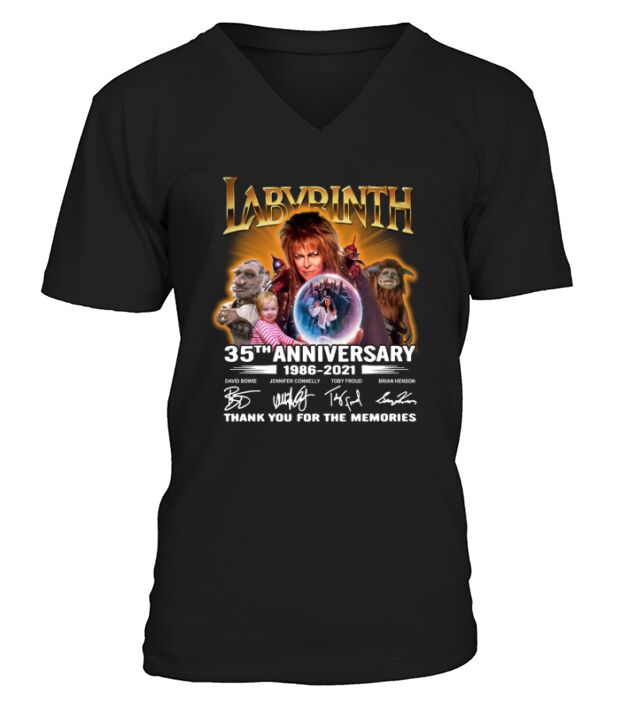 Labyrinth 35th anniversary 1986 2021 signatures thank you for the memories V-Neck T-shirt