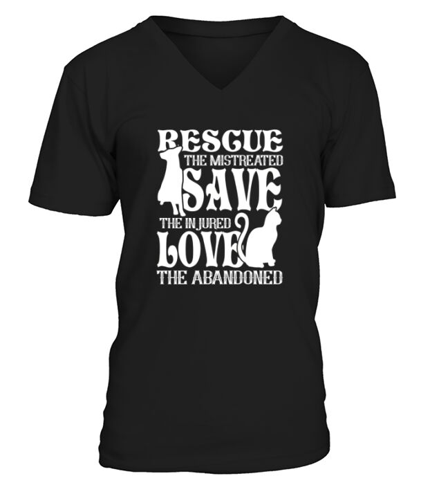 Animal Rescue Shirt Rescue Save Love Cute gift Dog Cat Lover V-Neck T-shirt