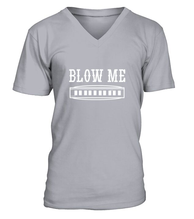 Blow Me Harmonica Player Teacher Blues Music Band V-Neck T-shirt