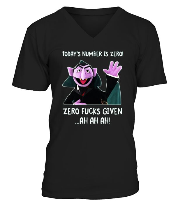 Count Von Count TODAYS NUMBER IS ZERO V-Neck T-shirt