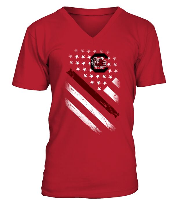 South Carolina Gamecocks American flag V-Neck T-shirt
