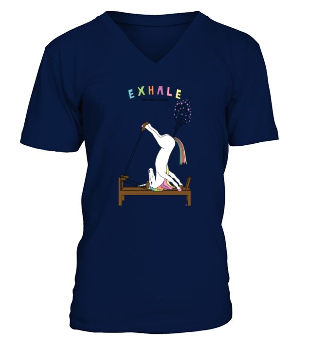 Pilates Unicorn Exhale Outline -  Organic T-Shirt V-Neck T-shirt