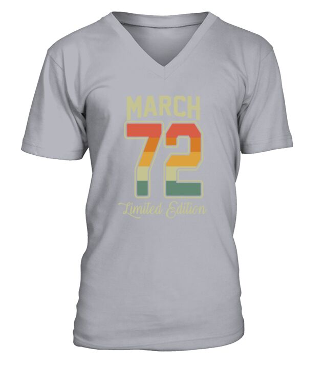 Vintage 50th Birthday March 1972 Sports Gift V-Neck T-shirt
