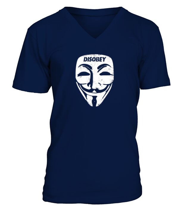 Guy Fawkes Face Covering   Disobey V-Neck T-shirt