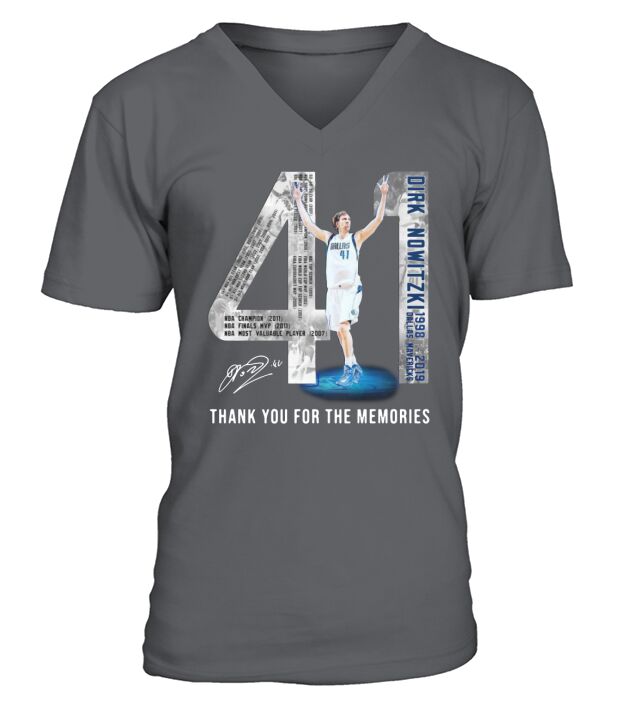 41 Dirk Nowitzki Nowitzki Thank You For The Memories Signature - Coffee Mug (colored) V-Neck T-shirt