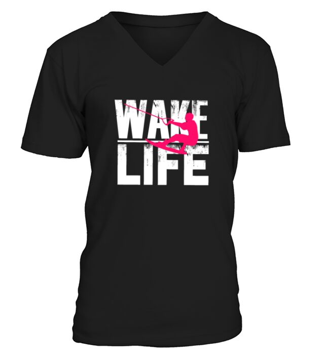 Cool Wake Surfing Gift Print Boat Lake V-Neck T-shirt