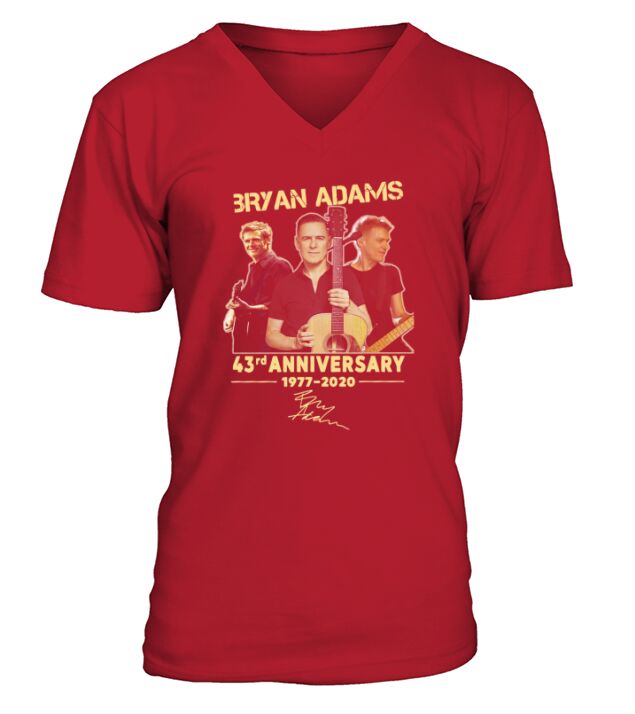 Bryan Adams 43rd Anniversary 1977 2020 Signature V-Neck T-shirt