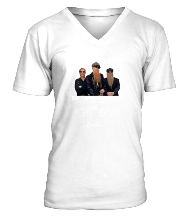 50th Anniversary ZZ Top 1969-2019 Signatures sh?t V-Neck T-shirt