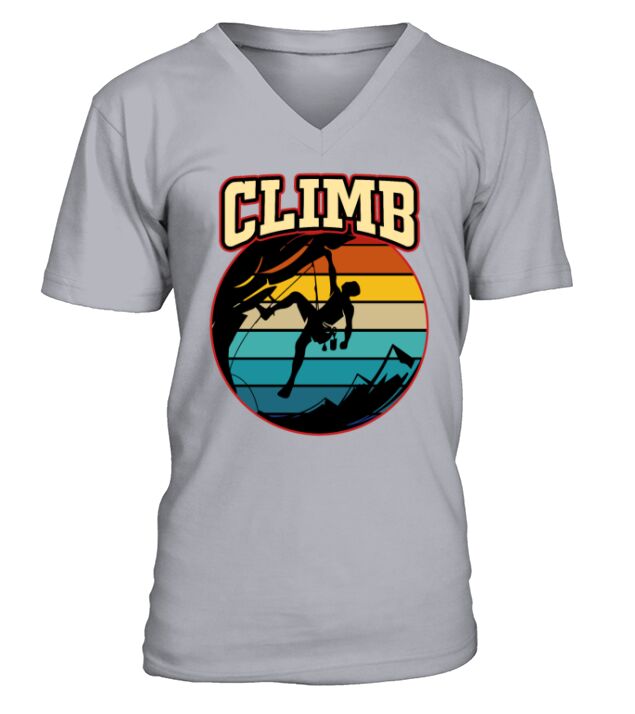 Climber Climbing Rock Climbing Wall Rappel Rope V-Neck T-shirt