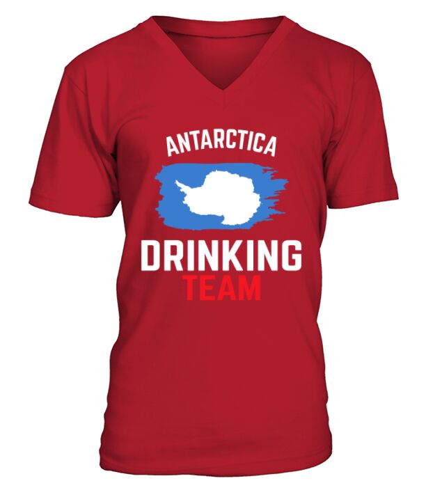 Drinking Team Antarctica Flag Country Beer Funny V-Neck T-shirt