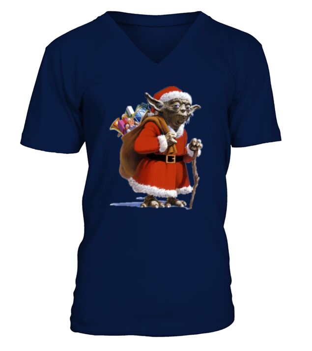 Merry Christmas Star Wars Yoda Santa Claus Ugly Faux V-Neck T-shirt