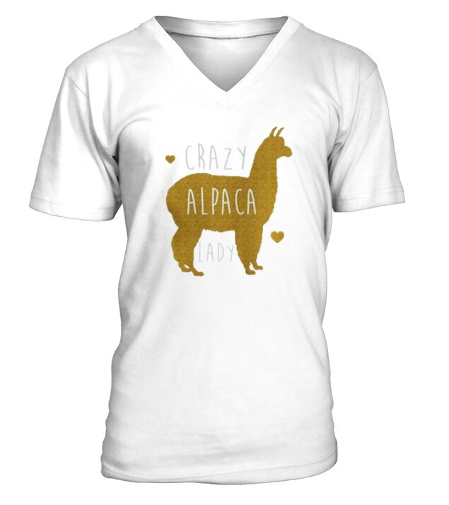 Crazy Alpaca Lady T Shirt V-Neck T-shirt