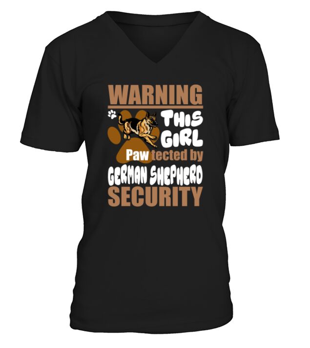 This Girl Pawtected By German Shepherd Security T-Shirt V-Neck T-shirt