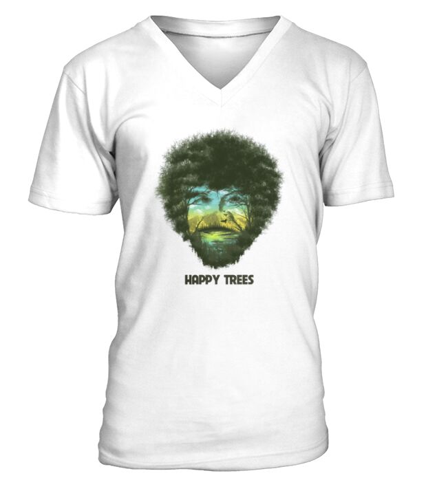 Vintage Bob Ross Happy Trees Multipe Exposure V-Neck T-shirt