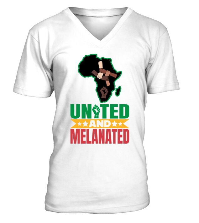 United and Melanated Celebrati Black History Month V-Neck T-shirt