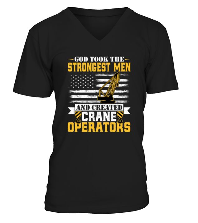 American Flag Crane Operator Patriotic Forklift V-Neck T-shirt