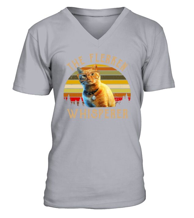 Goose Cat The Flerken Whispered vintage sunset V-Neck T-shirt