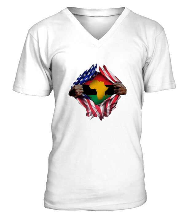 Pan-Africanism Blood Inside Me South African American Flag shirt V-Neck T-shirt