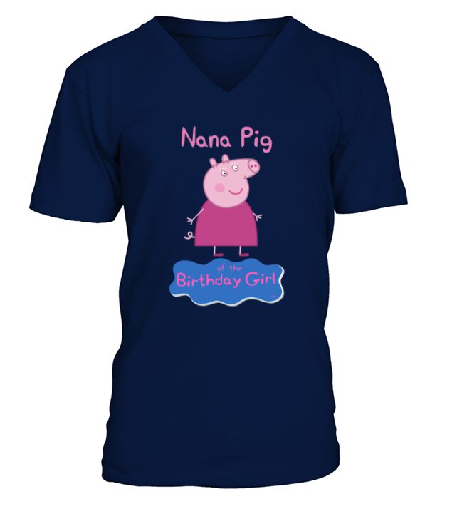 Peppa Pig, Peppa Pig Shirt, Granny Pig, Grandma Pig, Nana Pig, Nana of the Birthday Girl - Ladies V-Neck V-Neck T-shirt