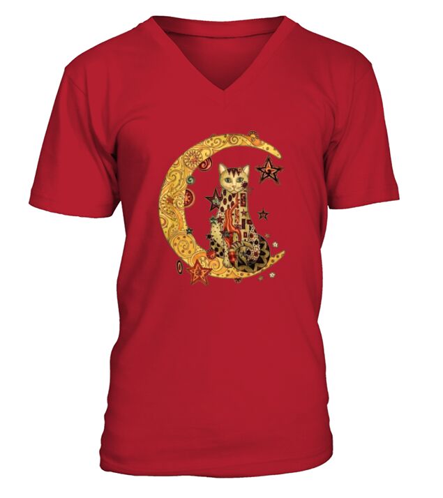 Chemise Gustav Klimt Chat sur la lune V-Neck T-shirt