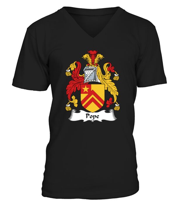 Pope Family Crest British Family Crests - Unisex Long Sleeve V-Neck T-shirt