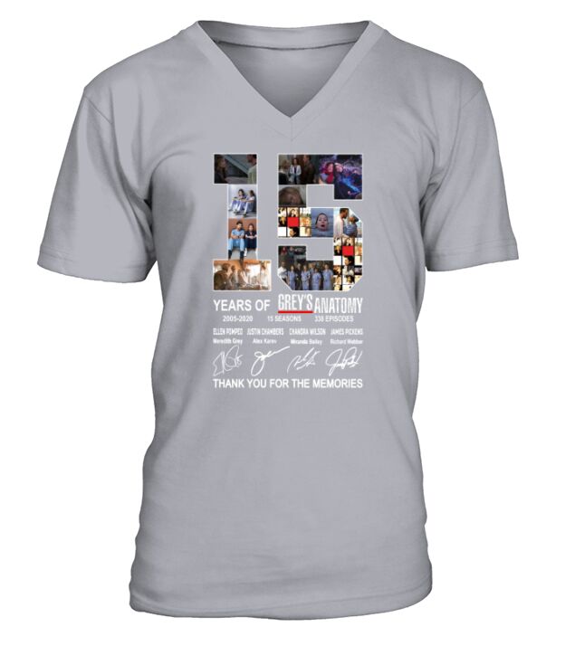 15 Years Of Grey’s Anatomy Thank You For The Memories V-Neck T-shirt