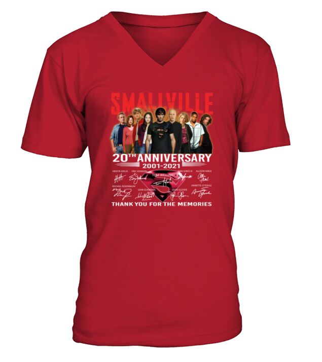 Smallville Tv Series 20th Anniversary 2001 2021 Thank You For The Memories V-Neck T-shirt
