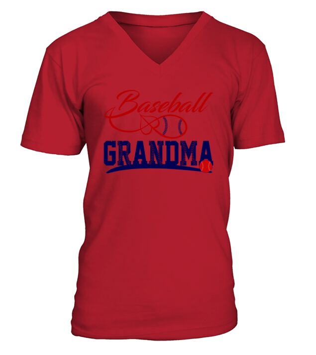 Baseball Grandma V-Neck T-shirt