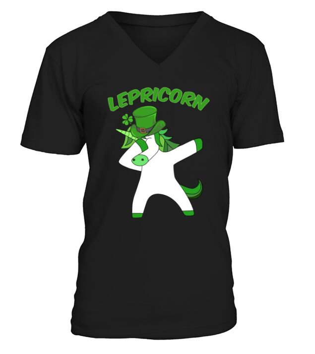 St Patricks Day Dab Dabbing Einhorn Lepricorn V-Neck T-shirt