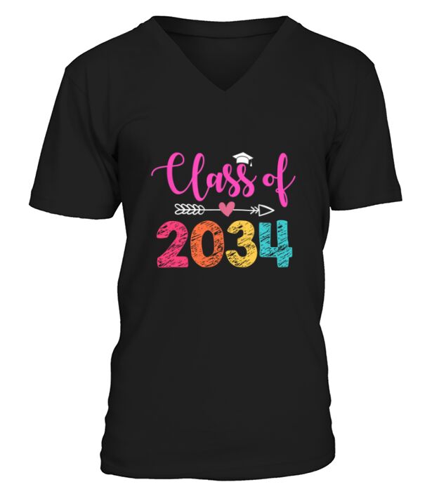 Kindergarten Class Of 2034 Grow With Me V-Neck T-shirt