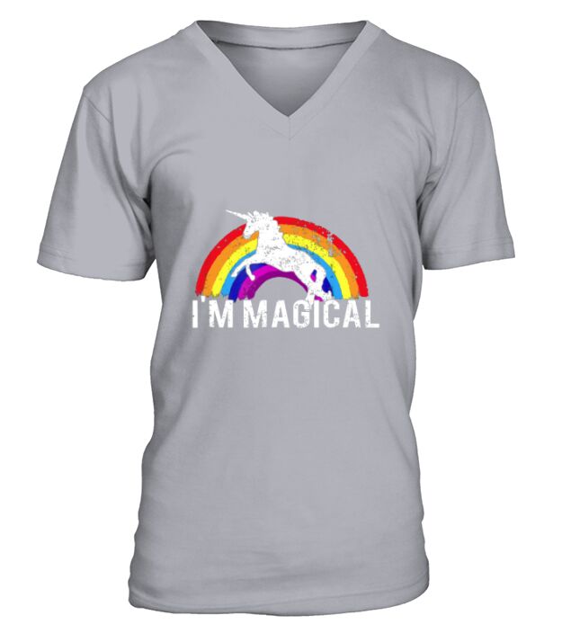 I Am Magical Unicorn In Rainbow  Funny and Pretty V-Neck T-shirt