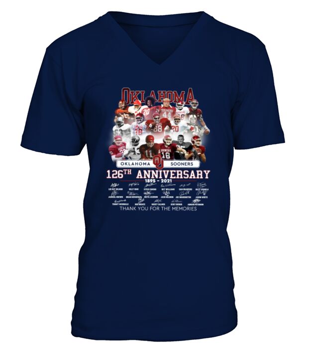 Oklahoma Sooners 126th anniversary thank you for the memories signatures V-Neck T-shirt