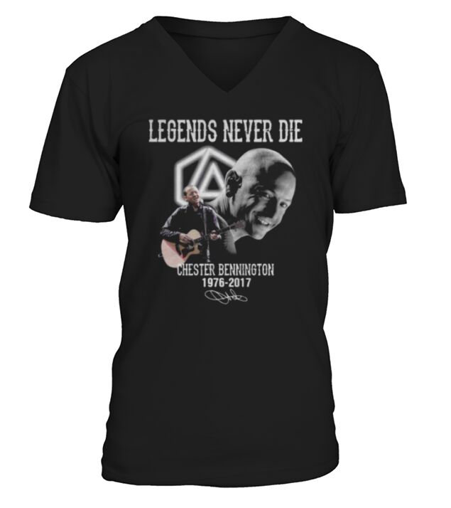 Legends Never Die Chester Bennington 1976 – 2017 Signature shirt V-Neck T-shirt