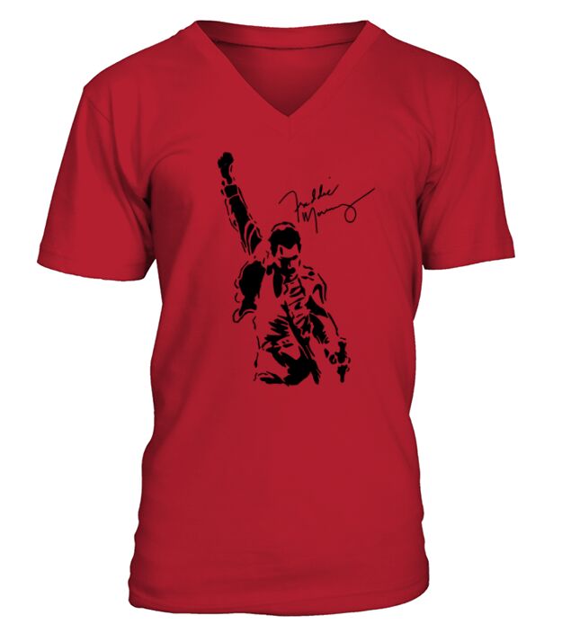 Freddie Mercury Signature Women T-Shirt Queen Rock Band Tshirt V-Neck T-shirt